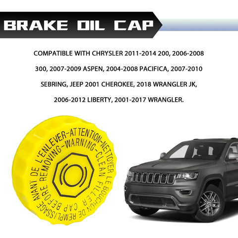 Brake Fluid Reservoir Cap Replacement Straight Up Direct Fit OEM 4683656AB 5014518AA with Jeep shown