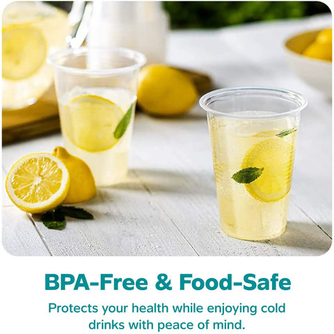 16 Oz Clear Plastic Cups 240 Count Disposable For Parties And Events Party Ready BPA Free Durable Polypropylene with lemon drink