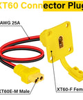 Solid 1 Foot Xt60 Male To Female Panel Mount Cable 12 Awg For Rc And Drones with red and black wires, 12AWG, XT60 connectors.