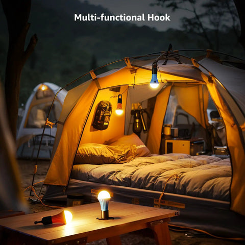 Rechargeable Camping Lantern With 7 Light Modes 3 White 4 RGB USB Cable Included Hanging Light With Clip Hook Must Have