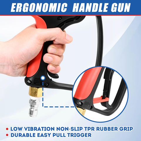 Close-up of ergonomic handle of Swivel Power Washer Gun Kit With Extension Wand Adjustable Spray 360 Degree Swivel 4000 PSI.