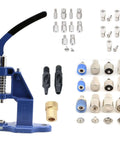 Pro Grade All In One Hand Press Fastener Kit For Rivets Eyelets Grommets And Snap Buttons With Setting Dies displayed