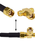 2-Pack RP-SMA Male To Dual RP-SMA Female Coax Splitter Adapters For FPV Drones GPS WiFi Antennas, 50 Ohm, Low Loss, Easy Install