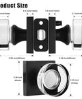 Keyless Privacy Glass Door Knob In Sleek Matte Black With Vintage Crystal Finish For Bedroom And Bathroom Doors dimensions