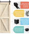 Antique Style 15 Foot Double Sliding Barn Door Hardware Roller Track Kit with beefy steel rails and pulleys on wood door