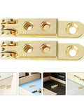 Seven Shape Jewelry Box Hinges Kit Zinc Alloy 12 Pack Precision Cast Quiet Opening 90 Degree Angles displayed on surface.