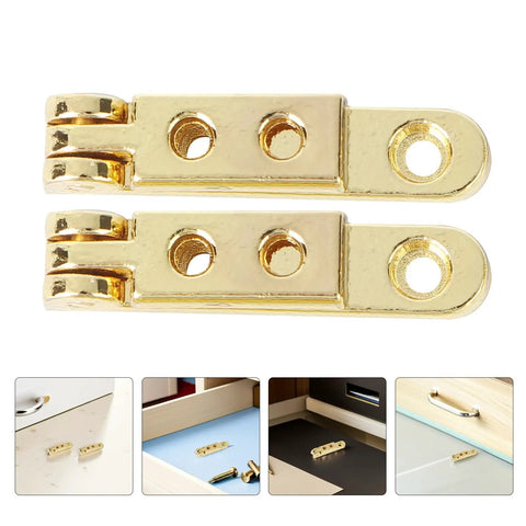 Seven Shape Jewelry Box Hinges Kit Zinc Alloy 12 Pack Precision Cast Quiet Opening 90 Degree Angles displayed on surface.