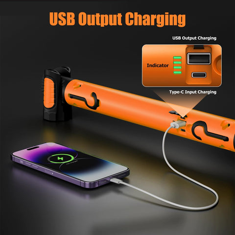 Rechargeable Magnetic LED Work Light 3000LM With 5200mAh Battery, Cordless Underhood Utility Lamp For Mechanics, Hooks And Magnetic Mount, Inspection Workshop Emergency Lighting For Cars And Home
