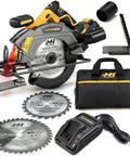20V Ultra Cordless Circular Saw With Laser Guide And Luminmax LED For Clean, Straight Cuts, 0-50 Bevel, Rip Fence, 2Ah Battery, Quick Charger.