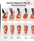 Cat Eye Nail Magnet Set 10pc With 3 In 1 Magnetic Pen showing design patterns on nails