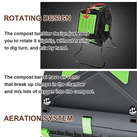 Compost Tumbler For Outdoor Garden Use With UV Proof Compact Barrel System Easy Assembly Kitchen Waste To Rich Soil