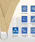 10x13 Ft Beige Sun Shade Sail Rectangle UV Block Canopy For Patio Garden Yard Deck And Poolside Provides Large Coverage