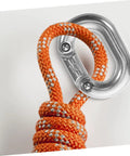 Pro Grade 316 Marine Stainless Steel Chain Link Connector Quick Connect Clip Locks Links attached to orange braided rope.