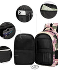 Vintage Rose Bouquet Print Backpack unisex large capacity durable polyester with open compartments and storage pockets