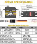 Specifications of Beefy Waterproof 80kg Servo With Brushless Motor High Torque For 1/8 And 1/10 RC Crawlers Cars Trucks Buggy