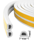 Coiled white Weather Stripping Seal Tape For Doors And Windows Frames Self Adhesive D Type Foam Sealing Strip 32.8 Ft