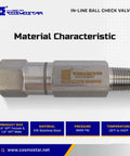 Cosmostar inline ball check valve, 1/4 in NPT, 316 stainless steel with Viton O-ring, male x female, 6000 psi