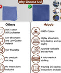 Comparison chart detailing Bulk Auto Shop Towels 14x14 Inches 100 Percent Cotton Lint Free Rags For Mechanics 500 Pack Blue Commercial Grade