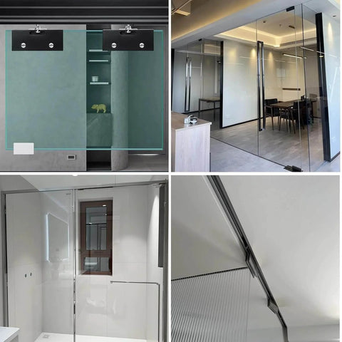 Sliding Glass Barn Door Hardware Kit For Shower Doors With 3 mm Aluminum Track And Stainless Steel Rollers Installed