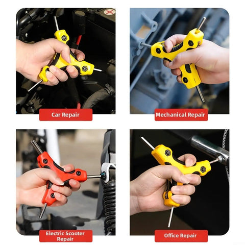 Heavy Duty 9 Piece Chrome Vanadium Steel Adjustable Wrench Set With Foldable Hex Key Kit For Bike And Vehicle Repair Rust Proof Tools Red Handles used for car, scooter, and office repair