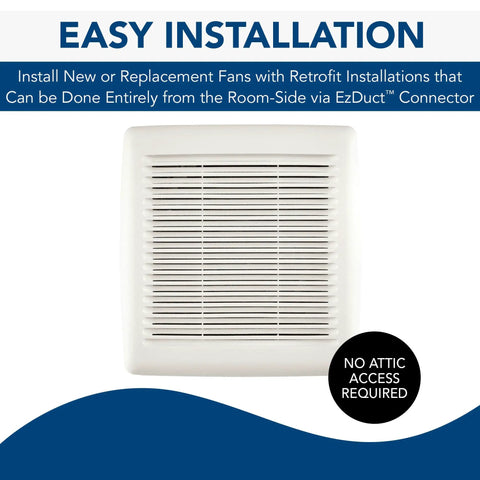 Easy installation of Roomside Installation 80 CFM Quiet Ventilation Fan With 2.0 Sones White For Bathrooms And Small Rooms Up To 75 Sq Ft