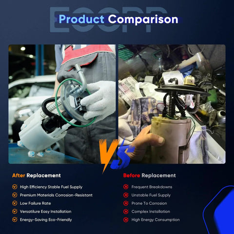 Product comparison between new and old plug and play fuel pump module assembly with sending unit for Honda Accord 1990-1993