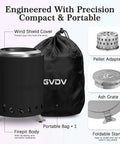 7.5 Inch Smokeless Tabletop Fire Pit Portable Mini Fire Bowl Dual Fuel with bag and accessories displayed
