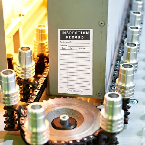 30 Pieces Equipment Maintenance Inspection Stickers 5 Inch By 3 Inch Monthly Log Labels on industrial machine
