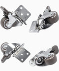 1 Inch Swivel Plate Casters With Brake, L Bracket Side Mount, TPR Rubber Quiet Mute Casters for Furniture Replacement, Set of 4
