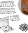 Built Different Premium Stainless Steel L Brackets Heavy Duty Corner Brace 90 Degree Angle Bracket with screws for shelving reinforcement.