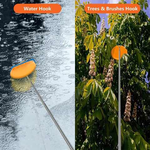 16 Foot Telescopic Stainless Steel Disc Golf Retriever Pole With Hooks And Suction Cup Carry Bag for water and tree recovery.