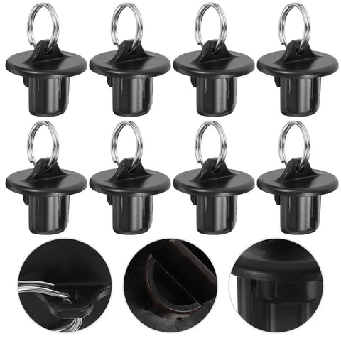 Cool Black Bungee End Caps for Deck Sunblinds And Roller Shades Fits 8 Pack With Snug Plug Install For Smart Patio Shade Systems That Stay Secure And Look Totally Fresh Without Looking Cheap Or Flimsy, black plastic with metal ring