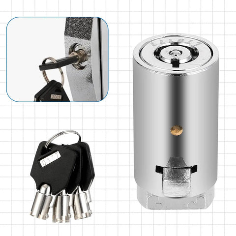 Vending Machine Tubular Lock Set With Cylinder Lock And 3 Keys for snack machines, showing cylinder lock and key details.