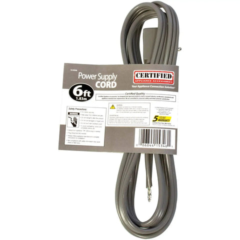 15 Amp Appliance Power Cord Heavy Duty 6 Feet Three Wire Grounded With Right Angle Plug Head UL Listed ETL Listed