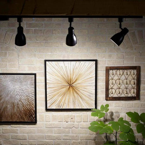 75 Watt Equivalent R20 Dimmable LED Light Bulb 940 Lumens Bright White 3000 Kelvin indoor spotlights on art display