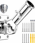 180 Degree Adjustable Flag Pole Holder Mount In Marine Grade 316 Stainless Steel For Outdoor Use Fits 1 Inch Flag Poles Heavy Duty Bracket With Mounting Hardware