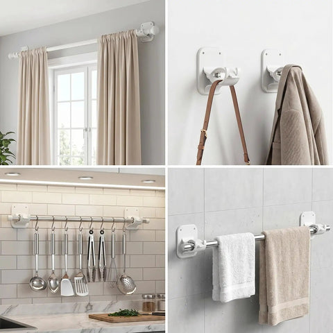 Renters Are Gonna Swear By These No Drill Curtain Rod Brackets Holding Twenty Pounds Without Messing Up Drywall Slick Adhesive Holders Fit Rods From 0.6 To 1.5 Inches Keeping Apartment Walls Straight Pristine For Modern Homes