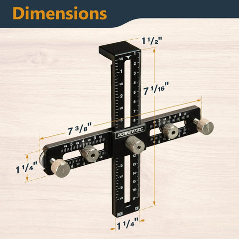 Dimensions of Cabinet Hardware Doweling Jig Kit With Titanium Coated Drill Bits for knobs handles pulls, DIY adjustable