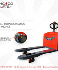 Robust Chicago Lifts Full Electric Pallet Jack 4400 Lb Capacity with 48 Inch By 27 Inch Fork Size for Heavy Duty Warehouse Moving and Logistics.