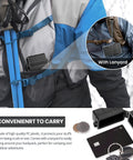 Waterproof EDC survival case with airtight seal attached to a backpack, showing storage for keys and cards