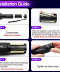 Vansky air conditioner leak detector tool set with AA battery holder and step-by-step installation guide collage