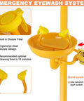 Emergency Eyewash And Shower Station Kit With Dual Nozzle Design, ANSI Z358.1-2014 Certified And OSHA Approved, ergonomic features