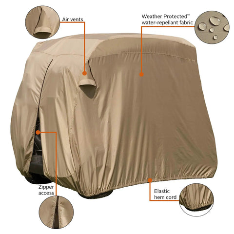 Neoprene Paneled Golf Cart Seat Cover For Your Ride With Weather Protected Water Repellent Fabric Rear Zipper Fits Most Two Person Carts
