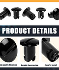 VPZMT .500 Aluminum Button Oval-Head Quarter-Turn Dzus Fasteners, 10-pack, black