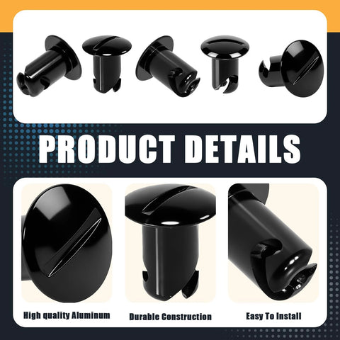 VPZMT .500 Aluminum Button Oval-Head Quarter-Turn Dzus Fasteners, 10-pack, black