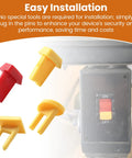 Knockout Heavy Duty Table Saw Safety Switch Keys in red and yellow, showing easy installation in power tool interlock switch.