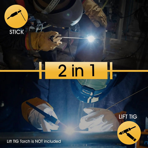 Compact 200A 110V Stick Welder With DC Inverter, Lightweight MMA Arc Welder for Home DIYers showing 2-in-1 Stick and Lift TIG mode