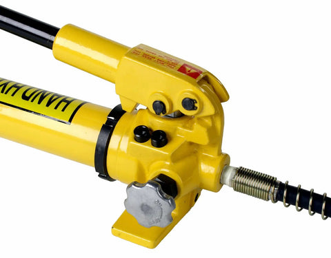 Pro Grade Two Speed Hydraulic Hand Pump Delivering Bone Hard Pressure For Grease Monkey Maintenance Duties Featuring Rapid Cycle Valves And Threaded Hose Connectors With Spare Seals