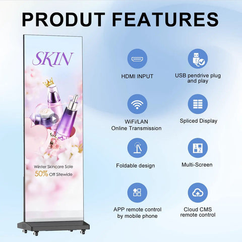 80 Inch Led Digital Signage Display With P1.86 Clarity And Frameless Splicing Setup Includes A Heavy Duty Flight Case As A Twin Pair showcasing product features.