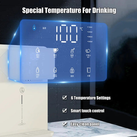 Wall Mounted Hot Water Dispenser With Child Lock And Five Precise Temperature Controls, 30 L Per Hour Capacity, digital display